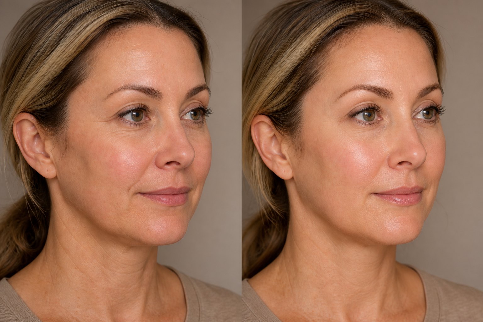 Matched before and after facial aesthetic result