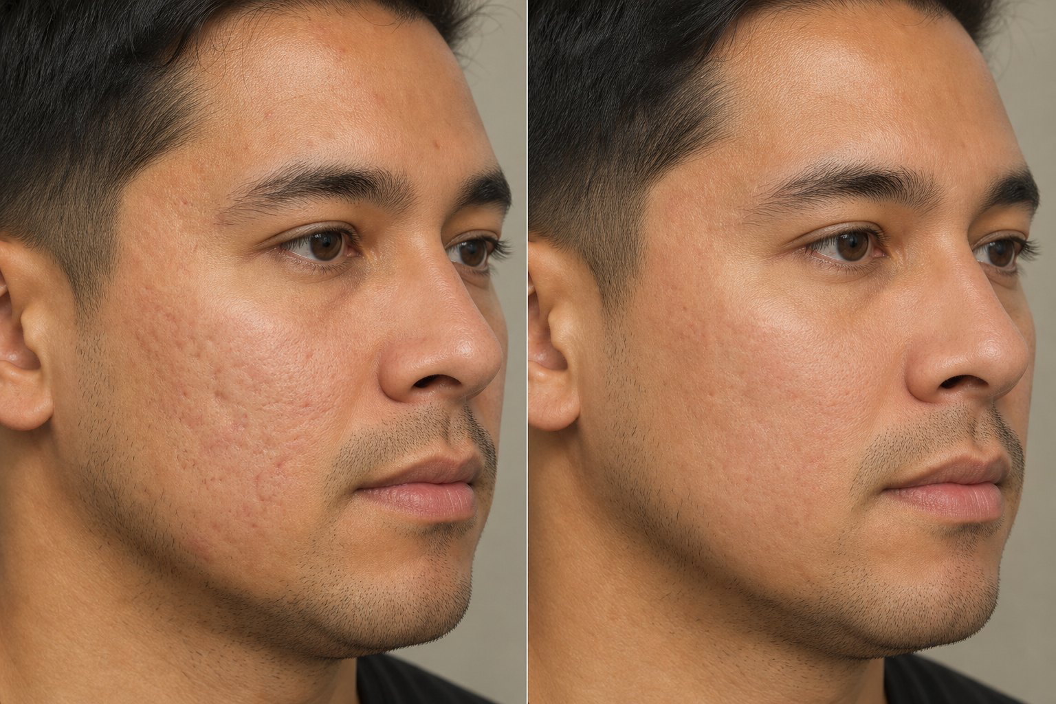 Matched before and after skin texture result